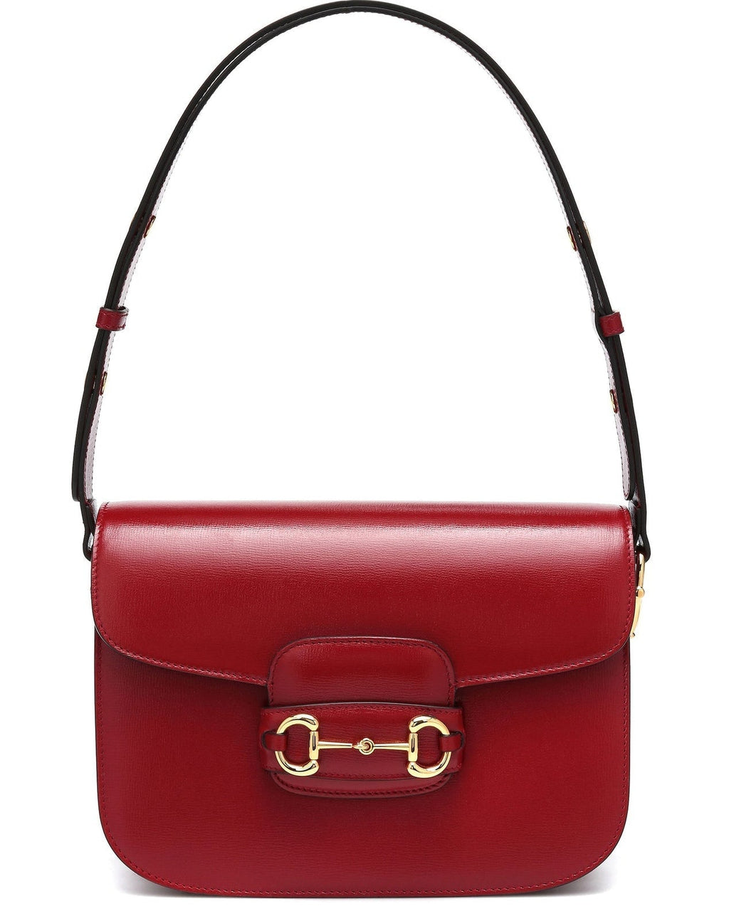Gucci 1955 Horsebit Leather Shoulder Bag - Red in Red - side view showing the bag's shape, finish and visible design details.