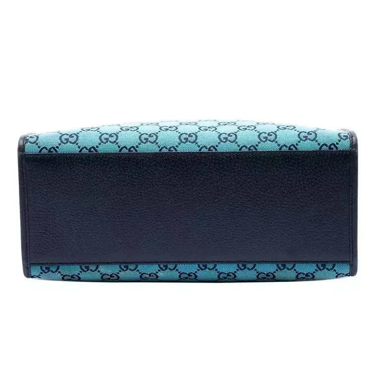 Gucci Calfskin Retro Tote Bag - Blue in Blue - rear view showing the bag's shape, finish and visible design details.