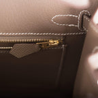 zip view of Hermès Birkin Sellier 25 Etoupe Epsom with Gold hardware