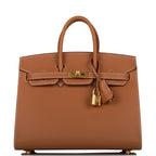 Front view of Hermès Birkin Sellier 25 Gold Veau Madame