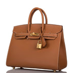 left view of Hermès Birkin Sellier 25 Gold Veau Madame