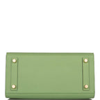 Under view of Hermes Birkin 25 Vert Criquet Epsom with Gold hardware