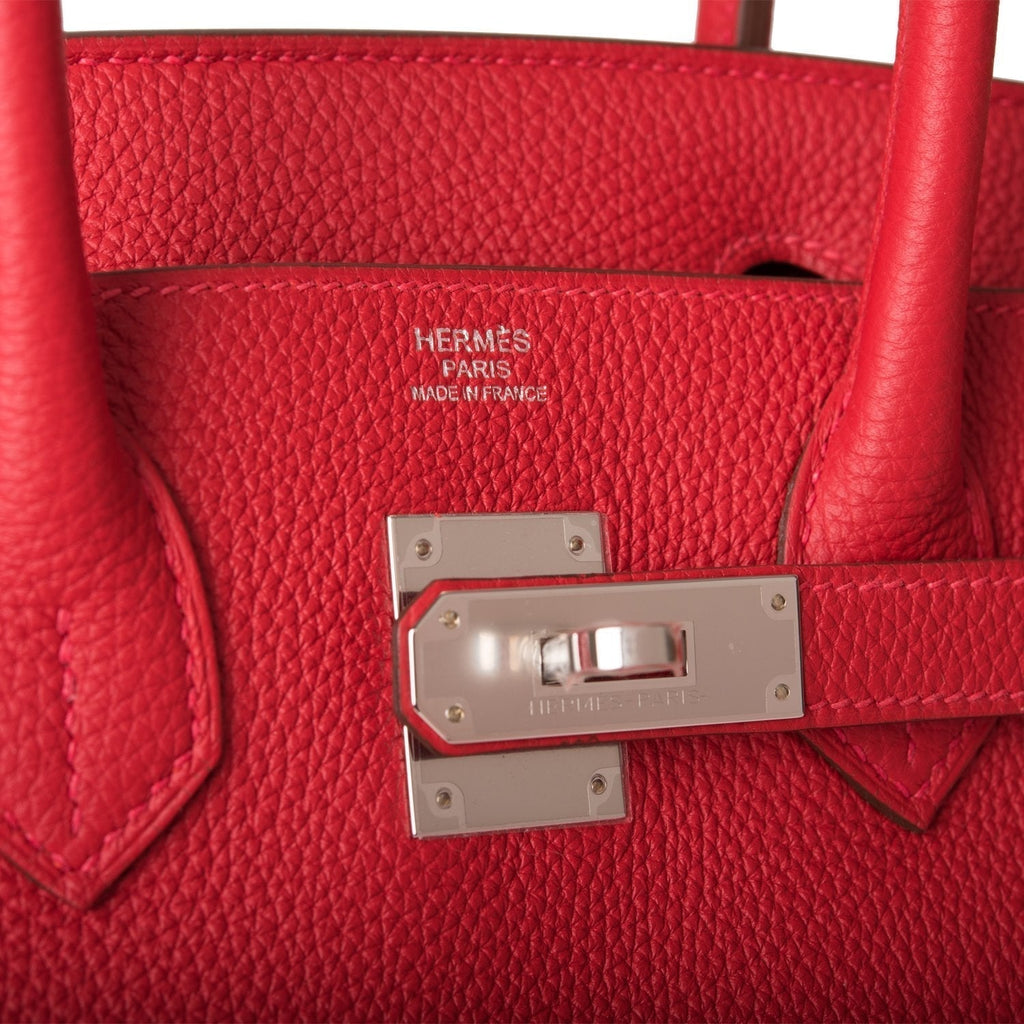 Hermes Birkin 30 Rouge Casaque styled on model