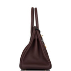 Back angle of structured Birkin 30cm in Rouge Sellier