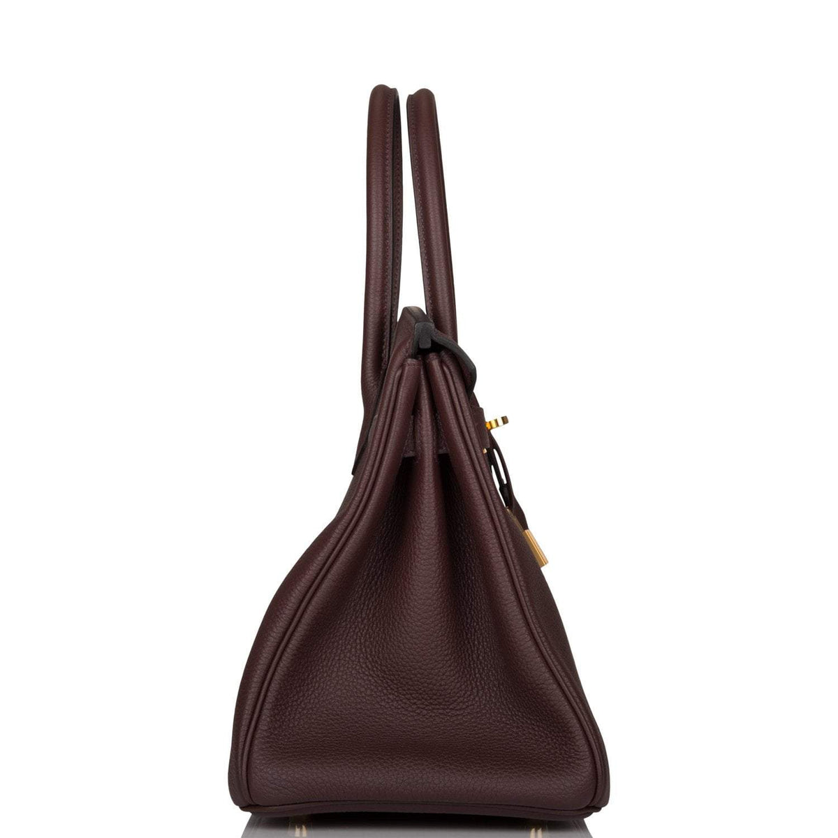 Back angle of structured Birkin 30cm in Rouge Sellier