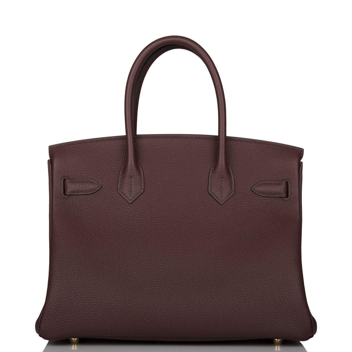 Top view of Hermes Birkin 30 with flap and rolled handles