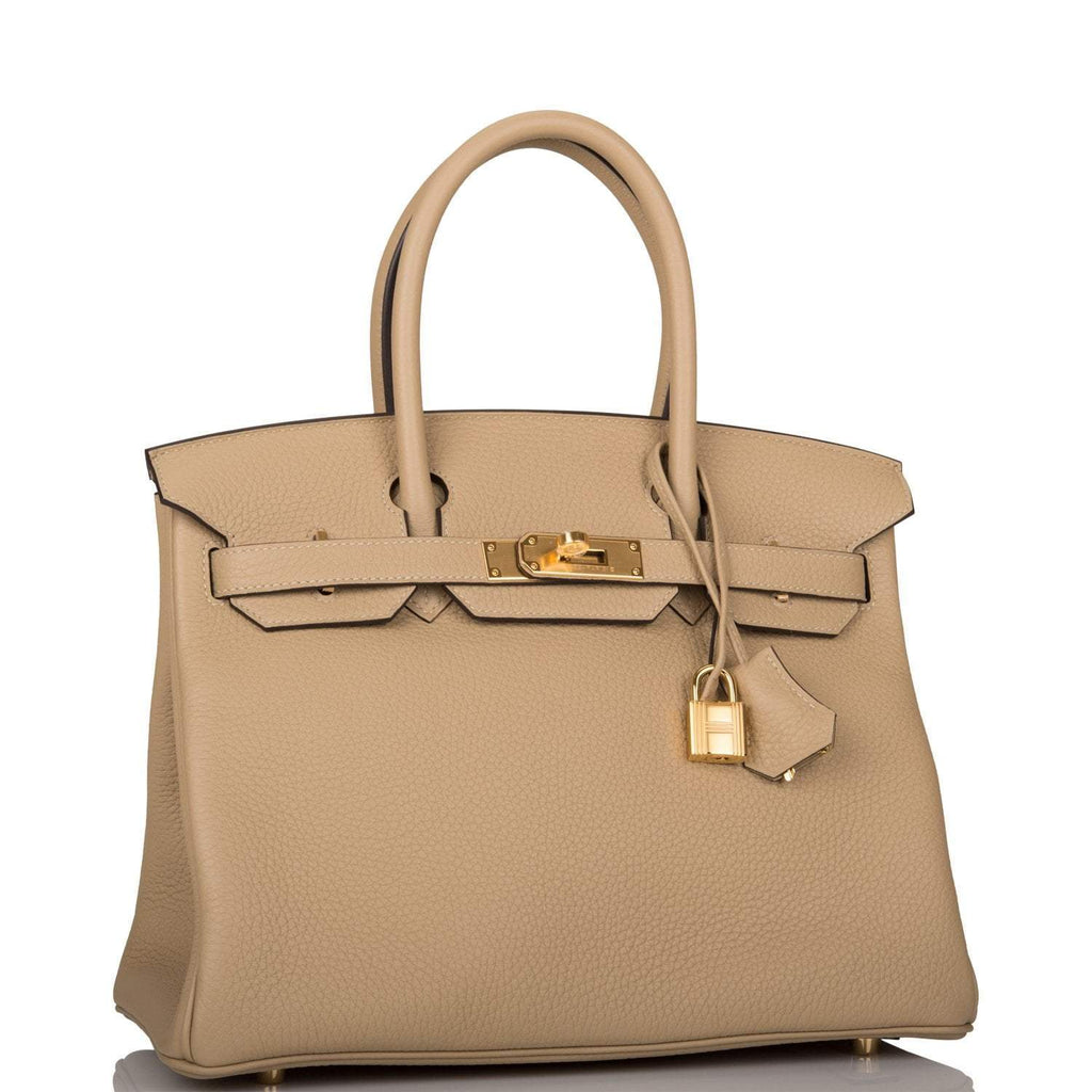 Side profile of Hermes Birkin 30 Trench with gold hardware

