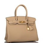 Side profile of Hermes Birkin 30 Trench with gold hardware

