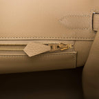 Top view of Hermes Birkin 30cm Trench showing flap and sangles