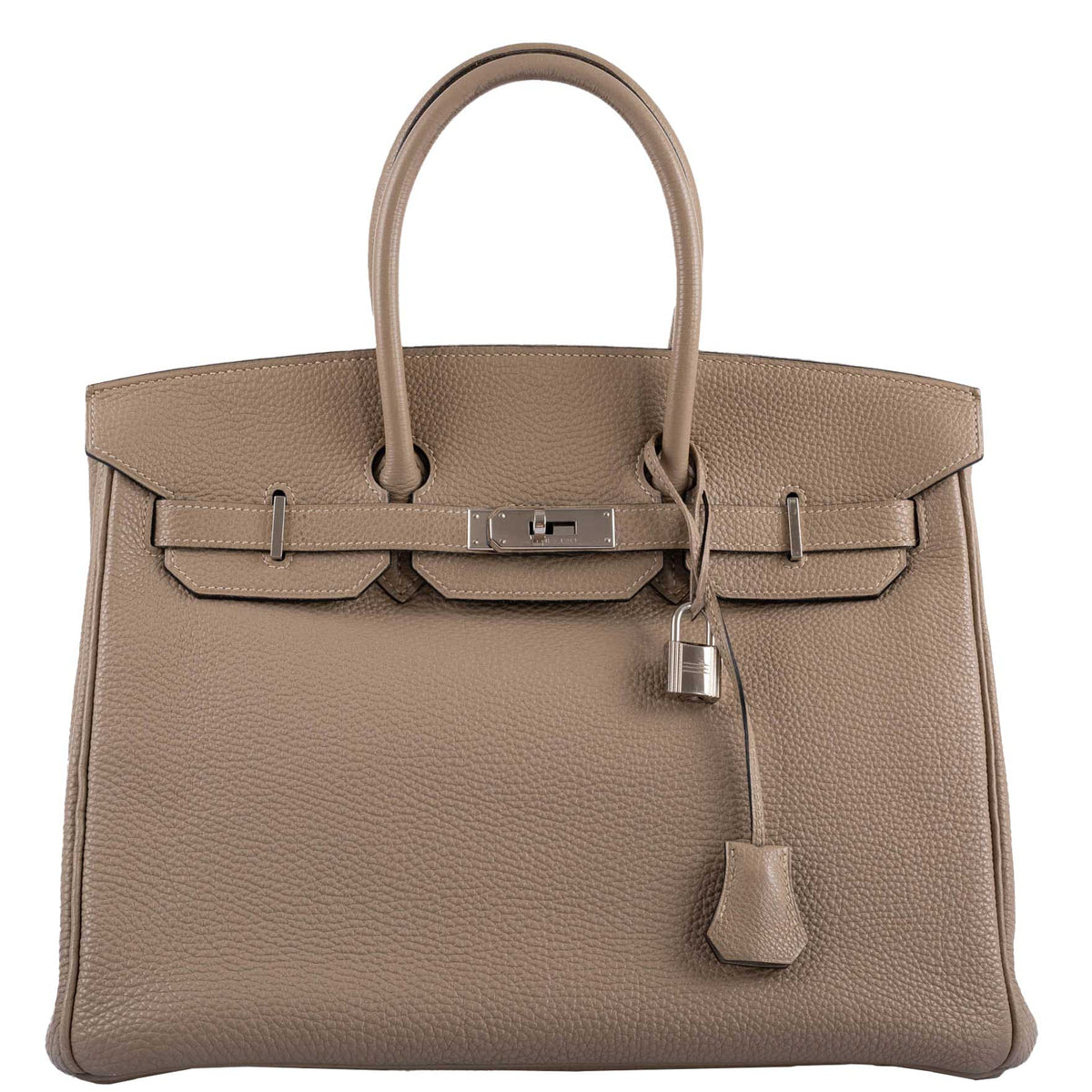 Hermes Birkin 35 Gris Tourterelle Togo with Palladium Hardware, front view
