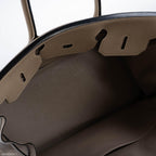 Hermes Birkin 35 Gris Tourterelle Togo with Palladium Hardware, Open top flap showing craftsmanship and inner