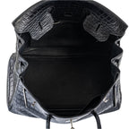 Interior view of chevre leather lining in matte crocodile Birkin