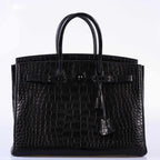 Interior view of Hermes SO BLACK Birkin with zip and slip pockets