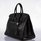 Hermes Paris blind stamp inside flap of Birkin 35 SO BLACK