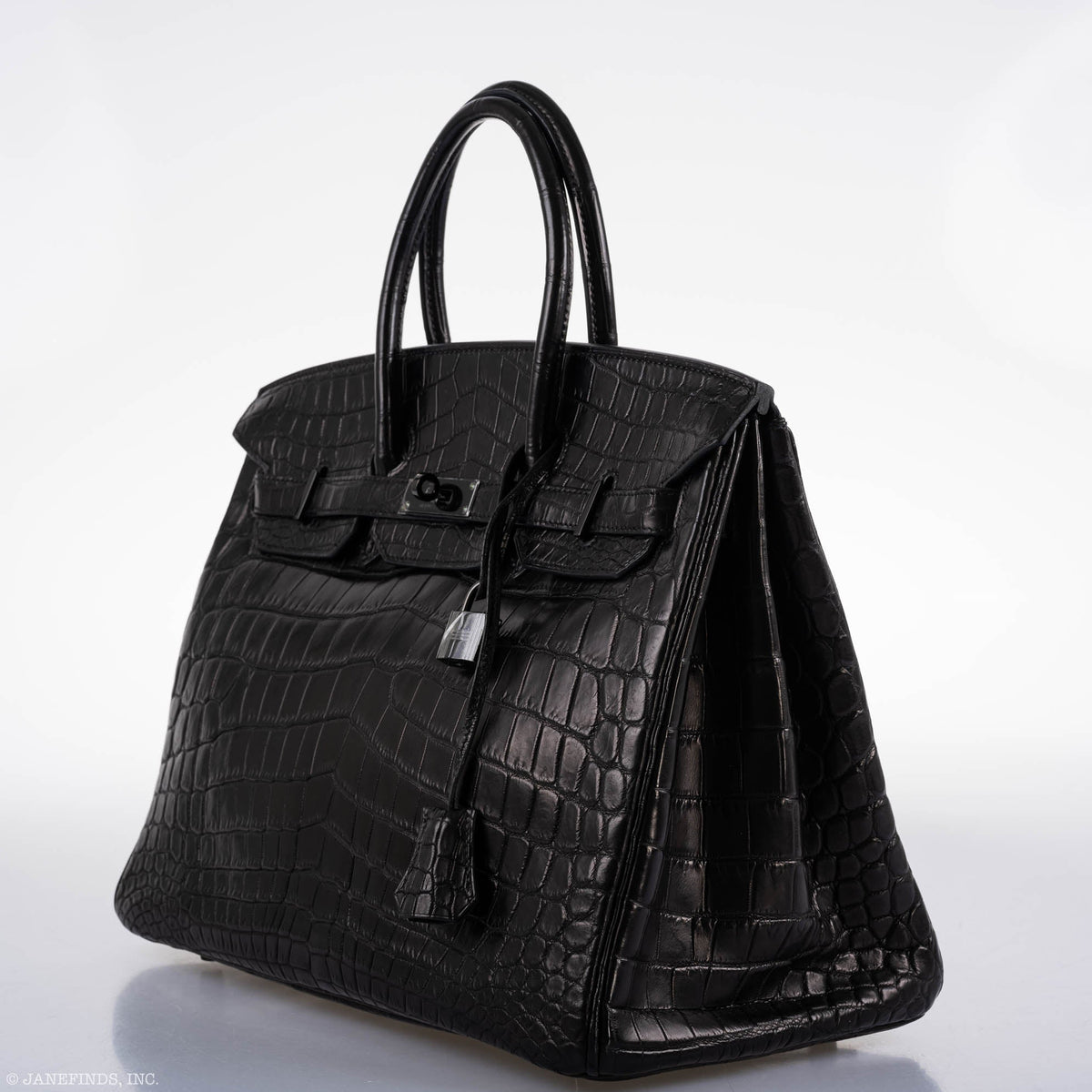 Hermes Paris blind stamp inside flap of Birkin 35 SO BLACK