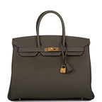 Hermes Vert de Gris Togo Birkin 35cm Gold Hardware, Birkin 35cm Vert de Gris in Togo leather