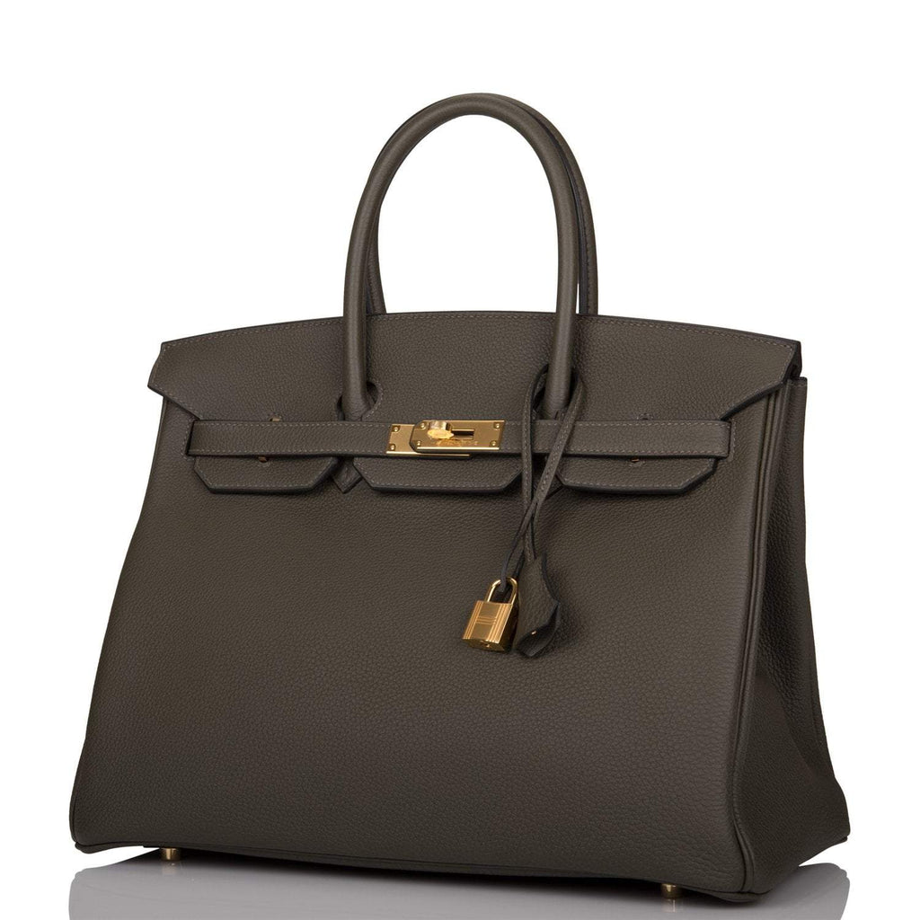 Hermes Vert de Gris Togo Birkin 35cm Gold Hardware, gold hardware on Birkin 35 bag