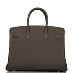 Hermes Vert de Gris Togo Birkin 35cm Gold Hardware, the Birkin Togo leather and clasp