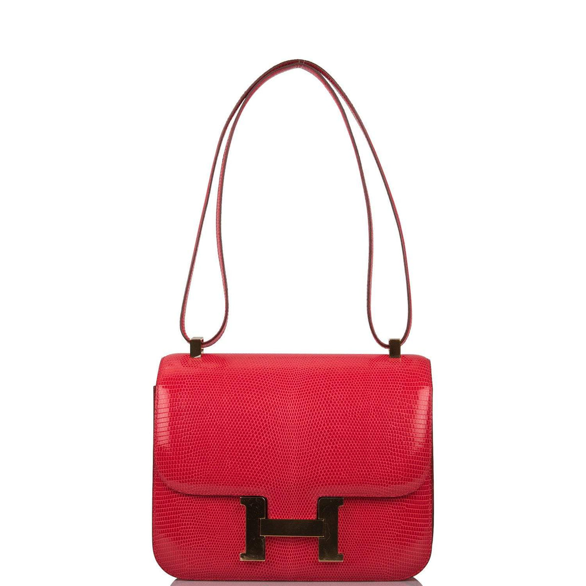 Hermes Constance 24 Rouge Exotique styled on model