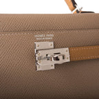 Interior slip pocket and lining of Hermes Tri-Color Kelly mini bag

