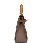Open flap view of Hermes Kelly 20 showing lambskin interior