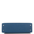Interior of Hermes Mini Kelly with contrasting blue lining
