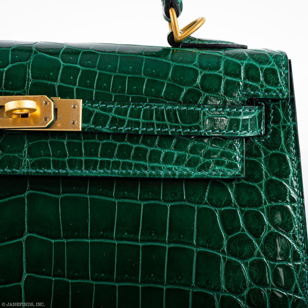 Hermes Kelly 25 HSS Sellier Emerald Nilo Crocodile & Cassis Brushed Gold Hardware - 2018, C - hardware detail