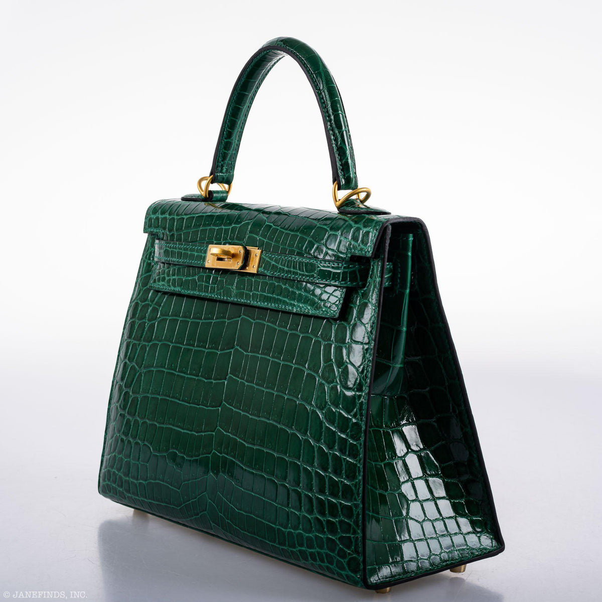 Hermes Kelly 25 HSS Sellier Emerald Nilo Crocodile & Cassis Brushed Gold Hardware - 2018, C - product image 11