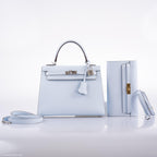 A top-down view of the Hermes Kelly bag