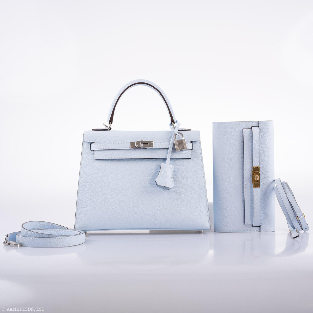 A top-down view of the Hermes Kelly bag