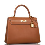 Hermes Kelly Sellier 25 in Fauve Barenia – Front View