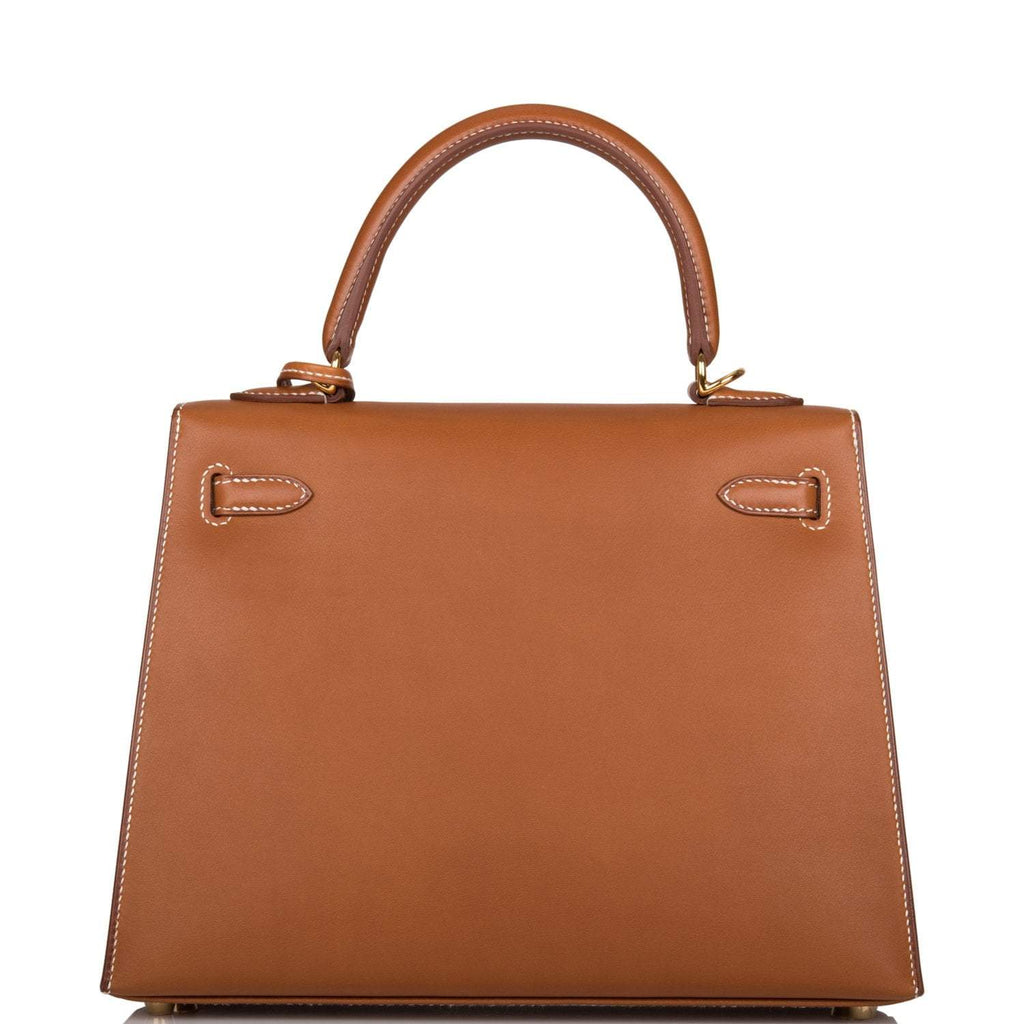 Interior view of Hermes Kelly Sellier 25 Fauve Barenia