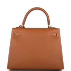 Interior view of Hermes Kelly Sellier 25 Fauve Barenia