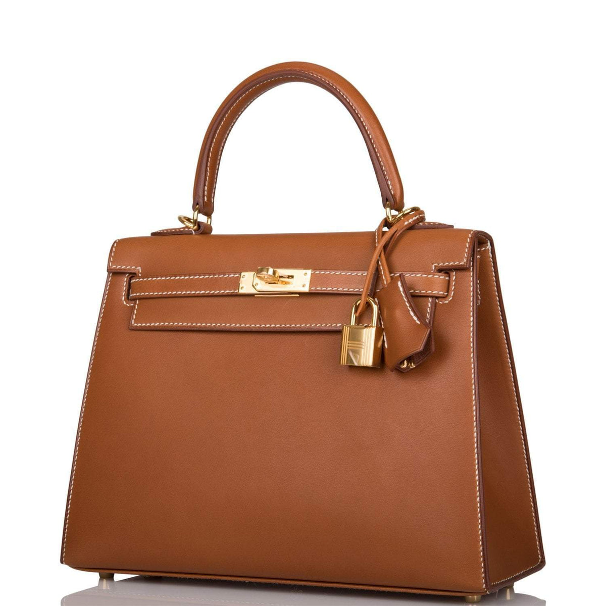 Side profile of Kelly Sellier 25 in Barenia leather
