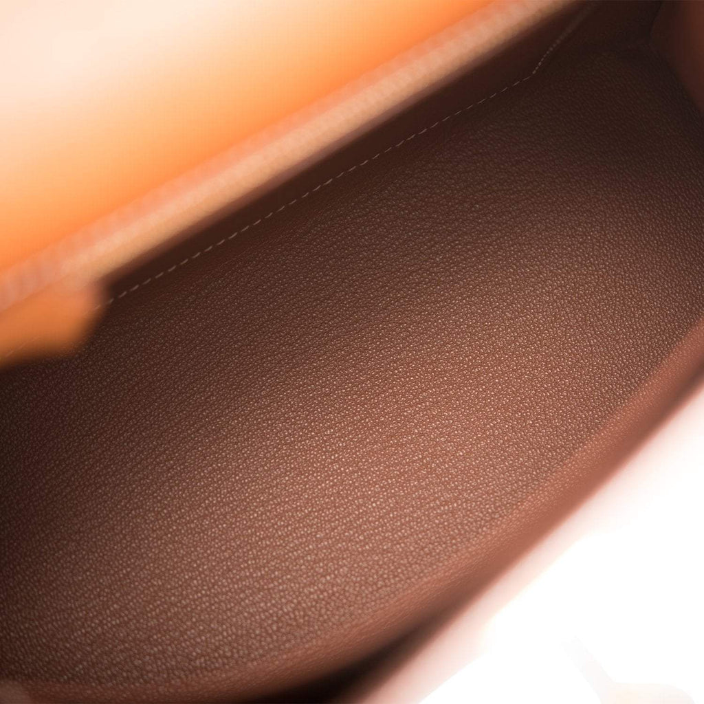 Top-down view of Hermes Kelly Sellier 25 in Fauve Barenia