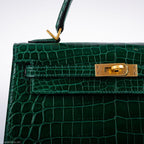 Hermes Kelly 25 HSS Sellier Emerald Nilo Crocodile & Cassis Brushed Gold Hardware - 2018, C - product image 6
