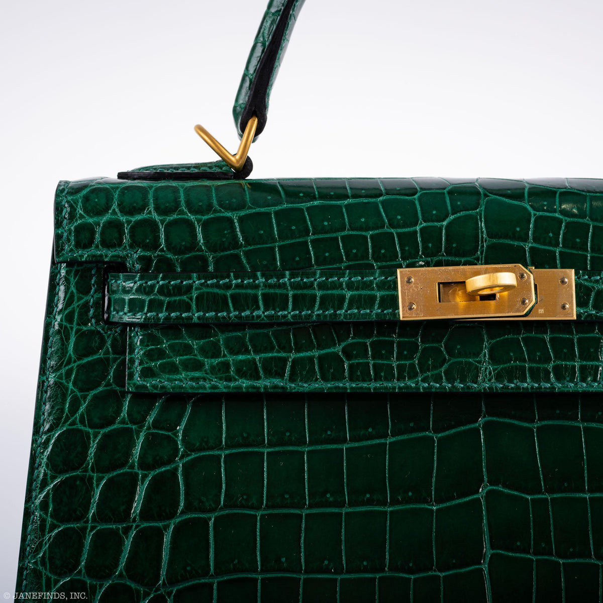 Hermes Kelly 25 HSS Sellier Emerald Nilo Crocodile & Cassis Brushed Gold Hardware - 2018, C - product image 6