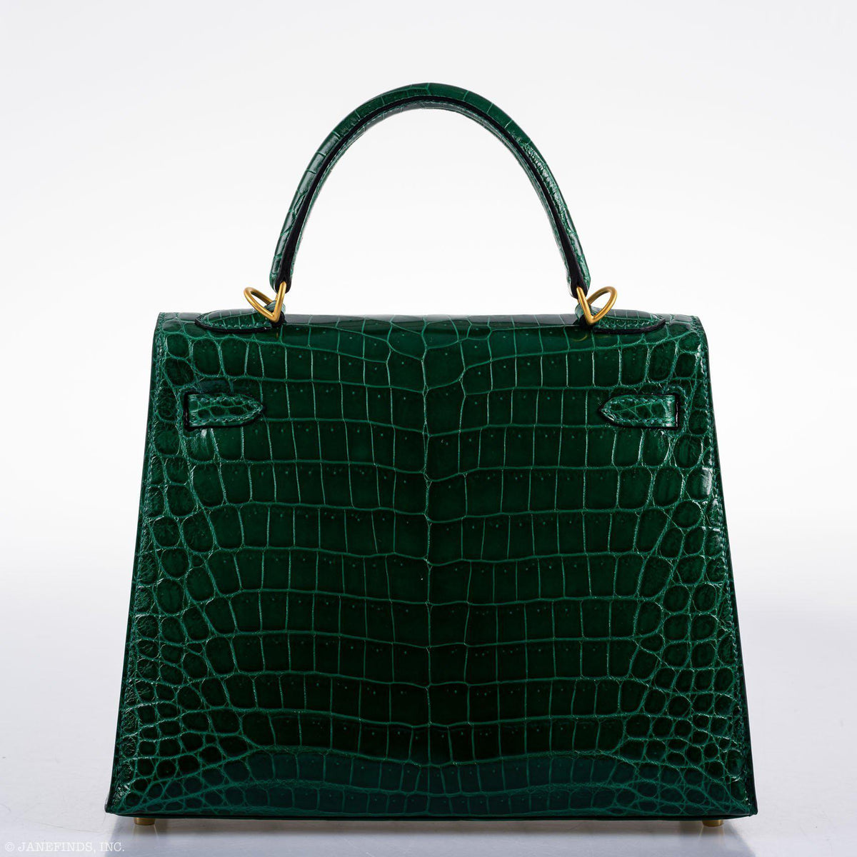 Hermes Kelly 25 HSS Sellier Emerald Nilo Crocodile & Cassis Brushed Gold Hardware - 2018, C - interior detail