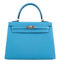Hermes Kelly 25 Sellier handbag in Bleu du Nord Epsom leather with palladium hardware.