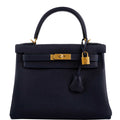 Hermes Kelly 25 Sellier handbag in Bleu Brume Epsom leather with palladium hardware