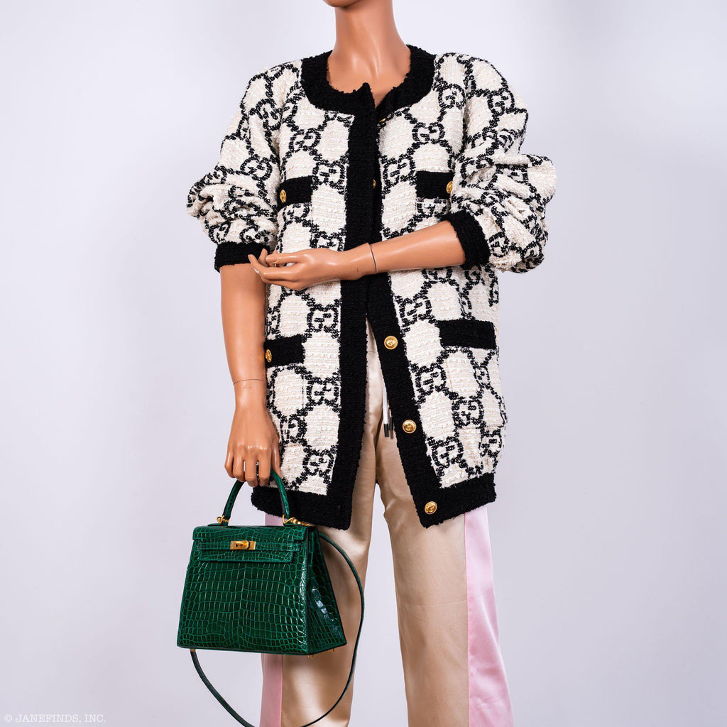 Hermes Kelly 25 HSS Sellier Emerald Nilo Crocodile & Cassis Brushed Gold Hardware - 2018, C - top view