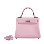The Hermes Kelly 25 shown with its removable shoulder strap