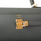 Interior view of Kelly 25 with chevre lining and compartments