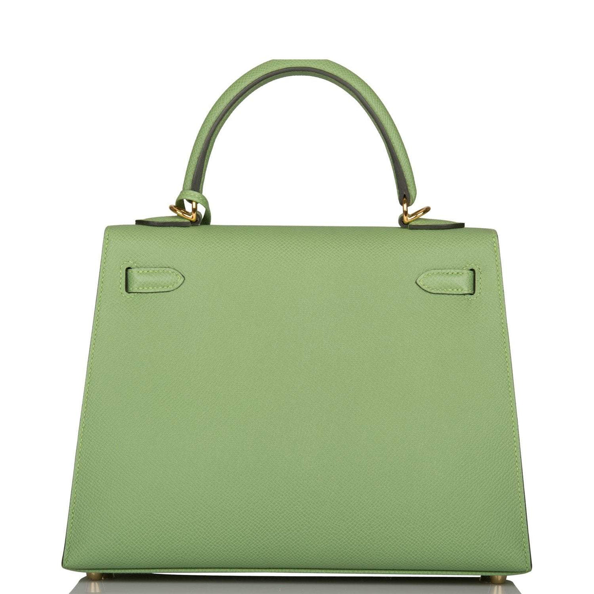 Top handle and flap view of Hermes Kelly 25cm