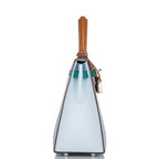 Back view of Tri-Color Epsom Kelly in structured Sellier style