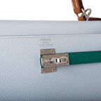 Hermes Kelly 25 in multicolor styled with shoulder strap