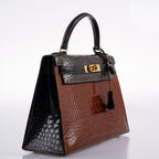 A detail of the alligator scales on the bag's front flap