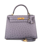Hermes Kelly 28 Bi-Color Gris Agate Gris Perle Ostrich - hardware detail