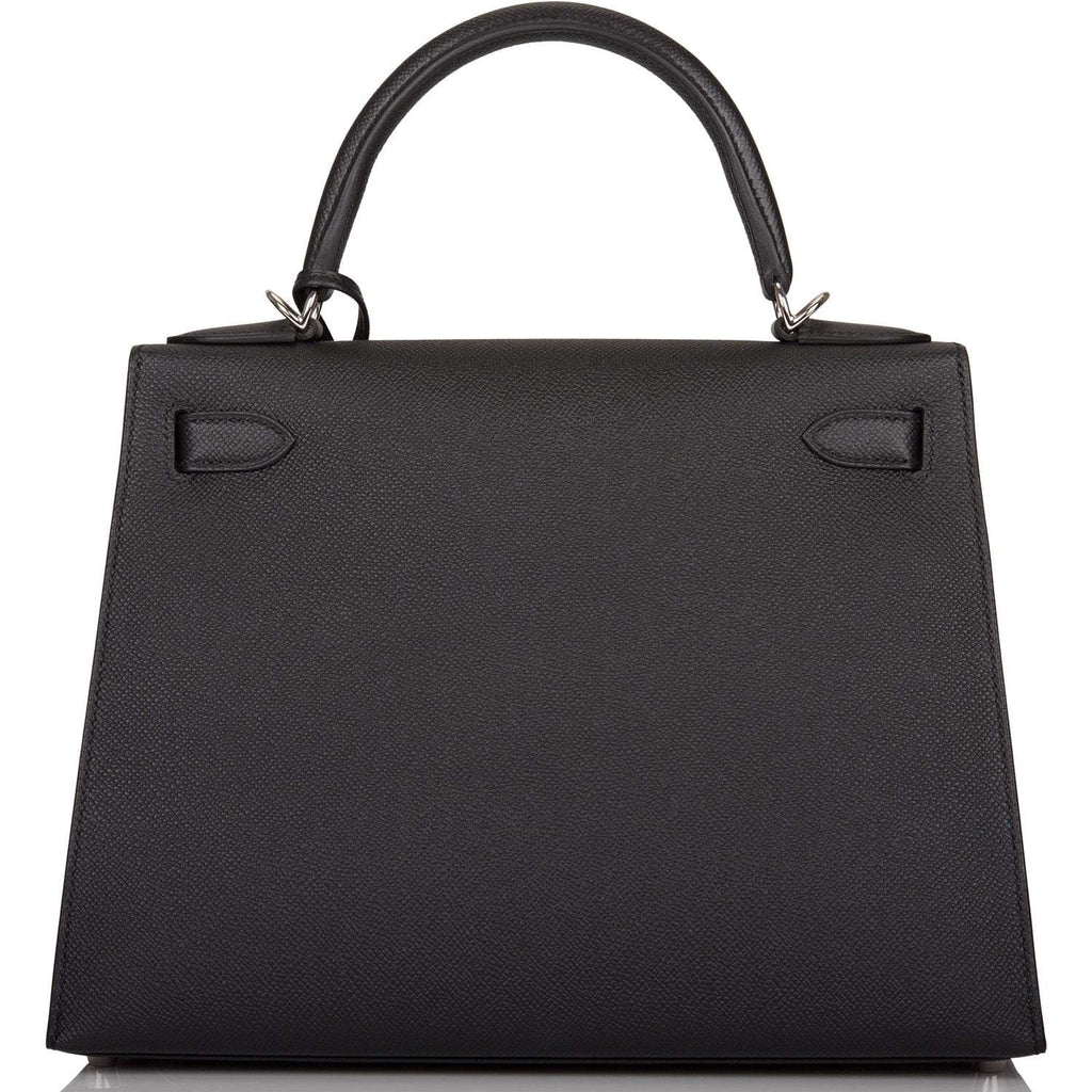 back view of Hermès Kelly 28 Sellier in black Epsom leather
