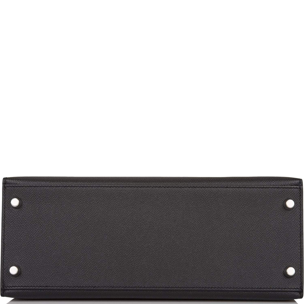 under view of Hermès Kelly 28 Sellier in black Epsom leather